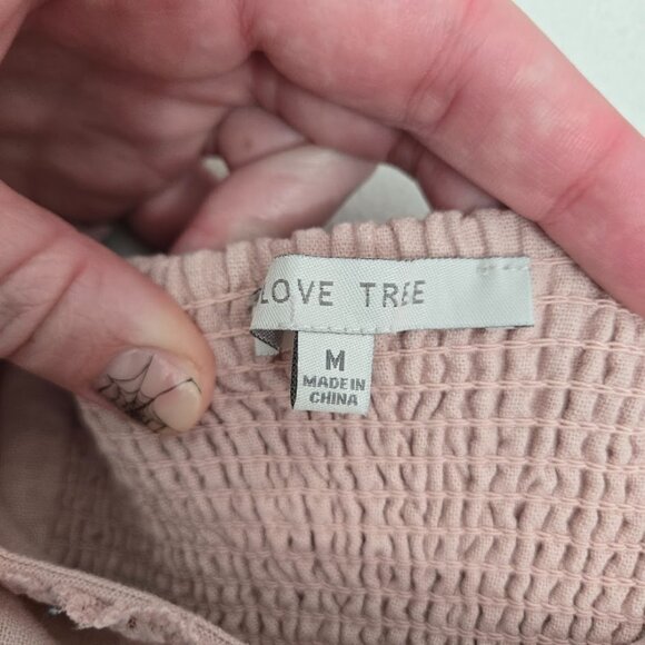 Love Tree Womens Coquette Crop Top Sz M Lace Trim Smocked Lace Feminine Festival - Picture 5 of 10